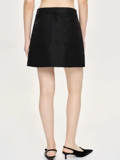 Bottoms-Source Unknown Nylon Suit Miniskirt, Black