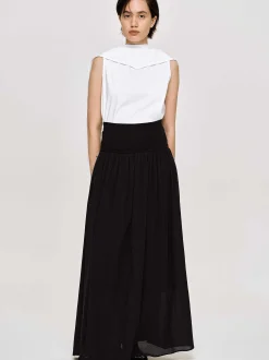 Bottoms-Source Unknown Ocelia Drop Waist Maxi Skirt, Black