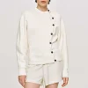Accessories-Source Unknown Offset Button Jacket, Cream