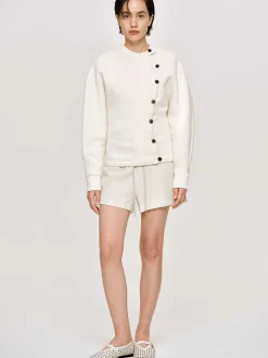 Accessories-Source Unknown Offset Button Jacket, Cream
