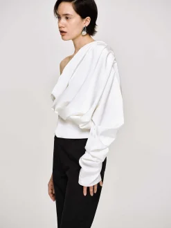 Clothing-Source Unknown One-Shoulder Blouse, White