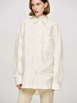 Accessories-Source Unknown Over-Fit Jacquard Shirt, Parchment