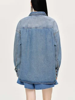 Clothing-Source Unknown Oversized Denim Shirt, Tint Wash