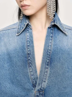 Clothing-Source Unknown Oversized Denim Shirt, Tint Wash