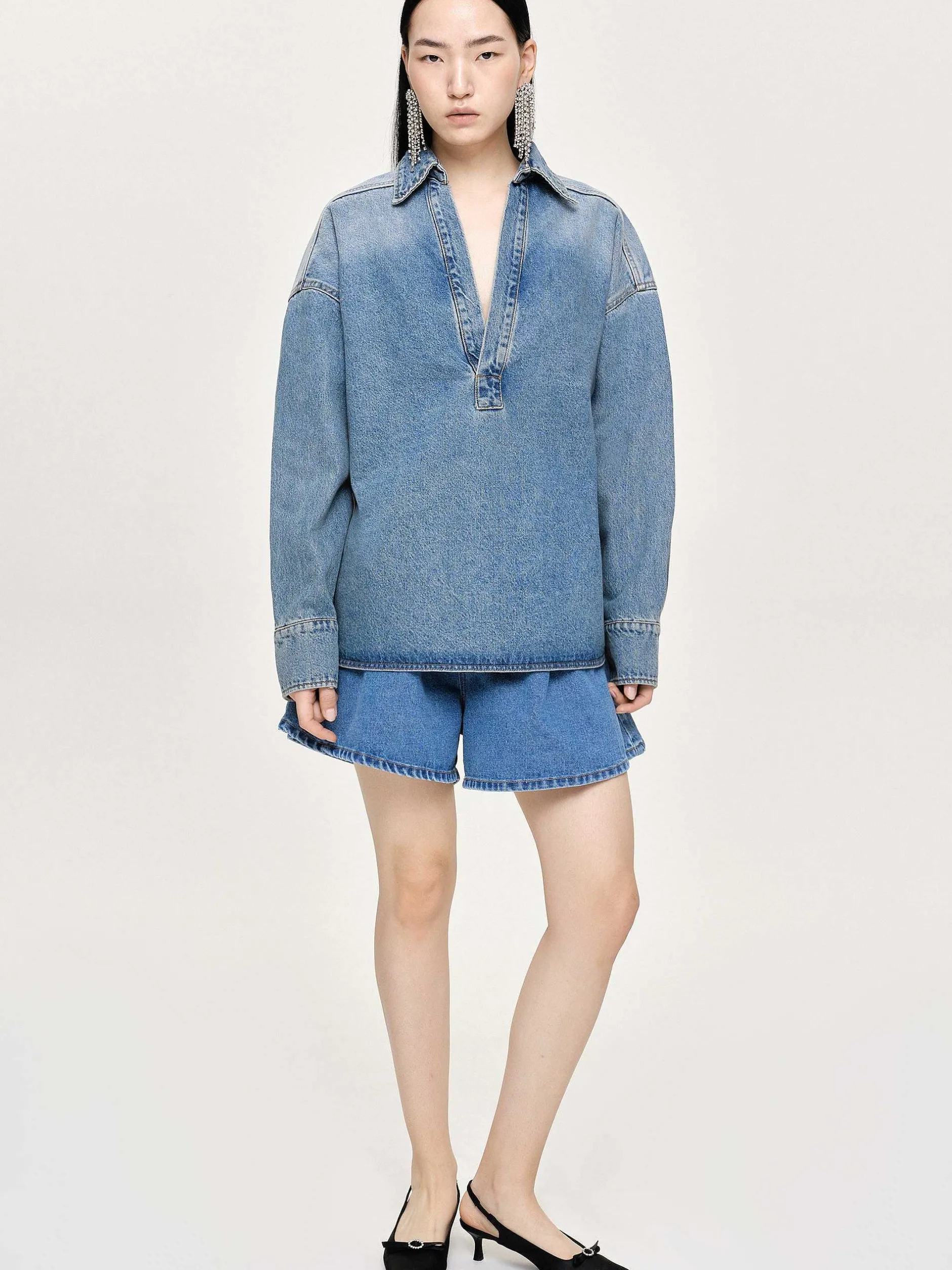 Denim-Source Unknown Oversized Denim Shirt, Tint Wash