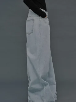 Clothing-Source Unknown Oversized Fit Jeans, Light Blue Wash