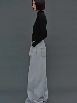 Clothing-Source Unknown Oversized Fit Jeans, Light Blue Wash