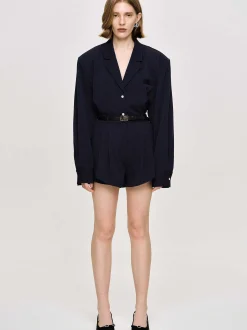 Clothing-Source Unknown Oversized Fluid Shirt, Navy