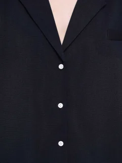 Clothing-Source Unknown Oversized Fluid Shirt, Navy