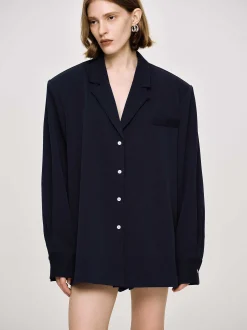 Co-Ords-Source Unknown Oversized Fluid Shirt, Navy