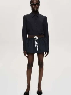Bottoms-Source Unknown Padded-Effect Miniskirt, Navy
