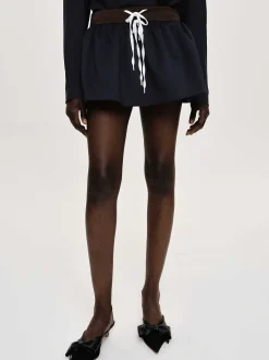 Bottoms-Source Unknown Padded-Effect Miniskirt, Navy