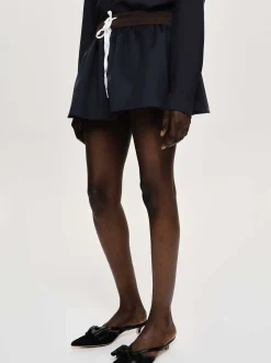 Clothing-Source Unknown Padded-Effect Miniskirt, Navy