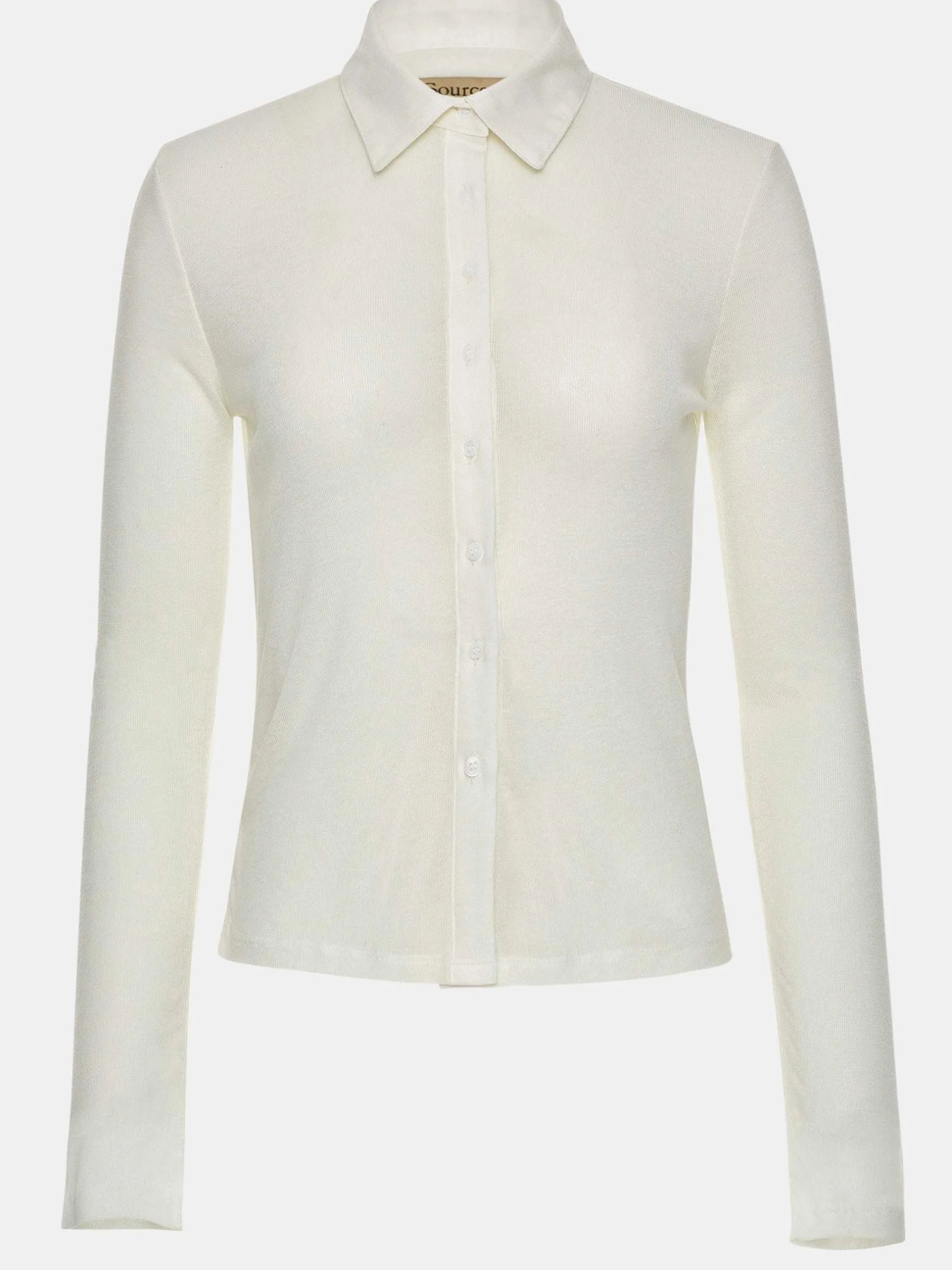 Clothing-Source Unknown Pietro Semi-Sheer Collar Top, White