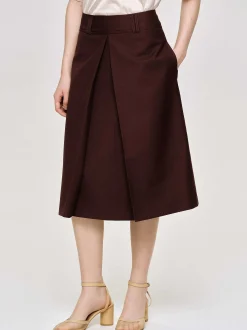 Co-Ords-Source Unknown Pleated Midi Skirt, Black Cherry