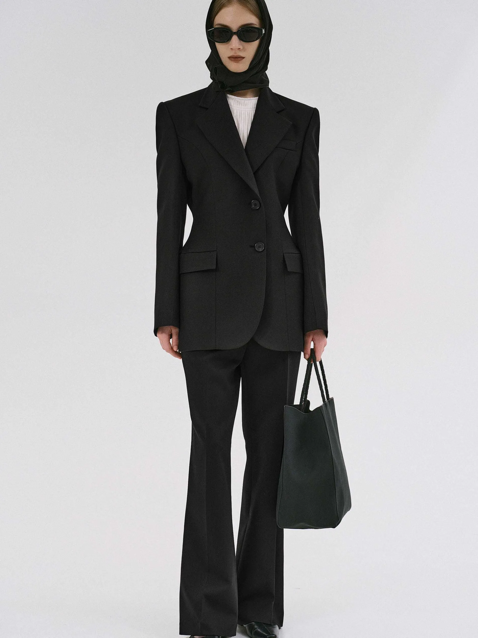 Clothing-Source Unknown Poldo Hourglass Blazer, Black