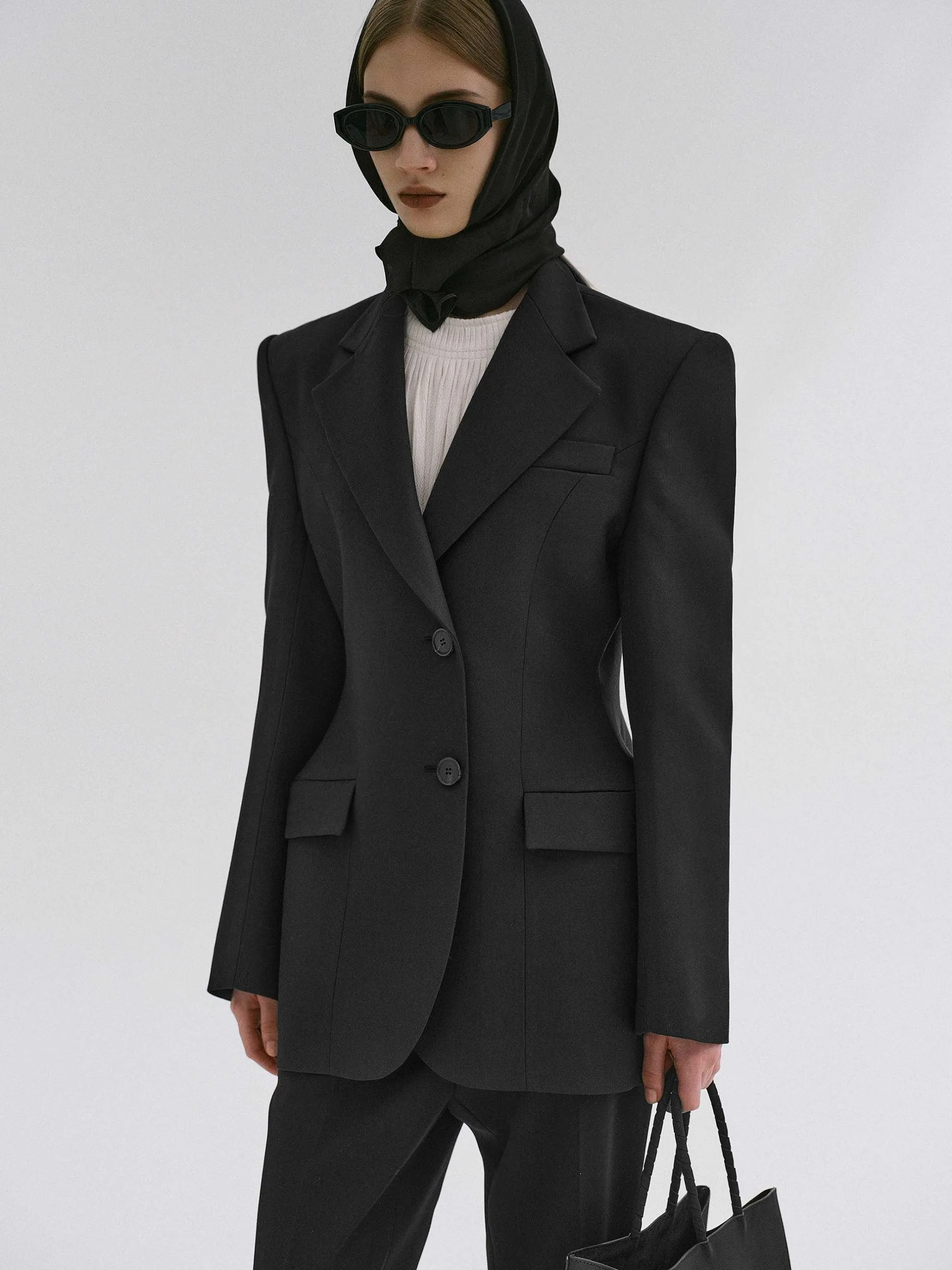 Outerwear-Source Unknown Poldo Hourglass Blazer, Black