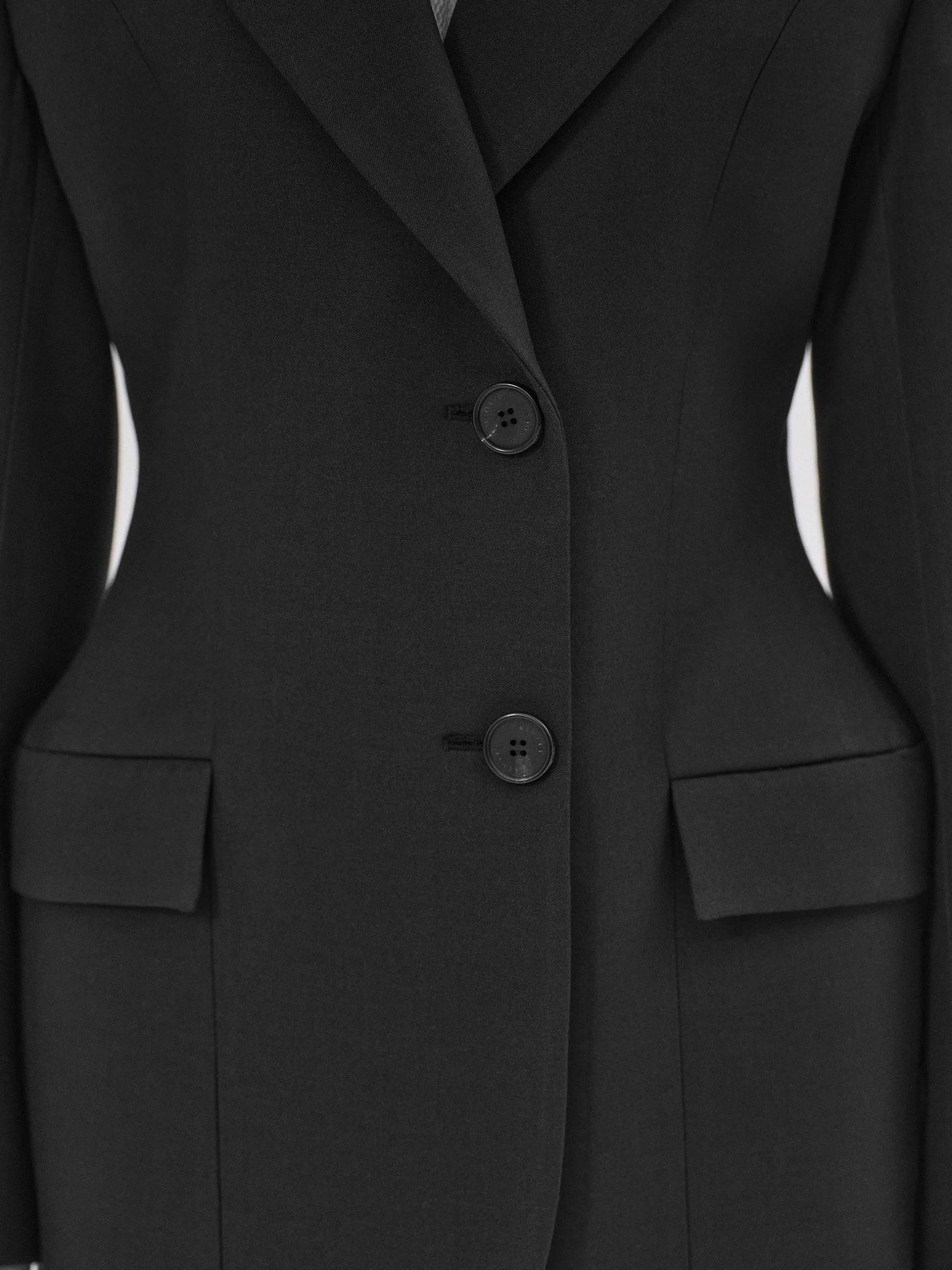 Outerwear-Source Unknown Poldo Hourglass Blazer, Black