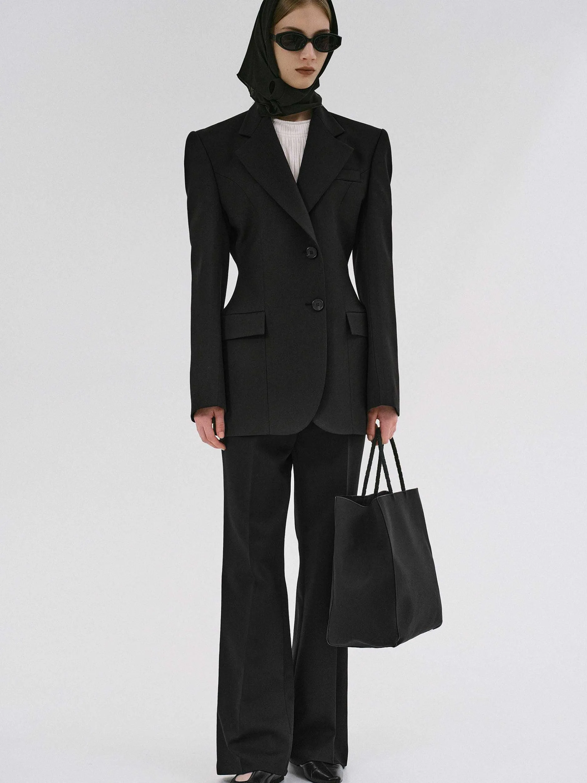 Outerwear-Source Unknown Poldo Hourglass Blazer, Black
