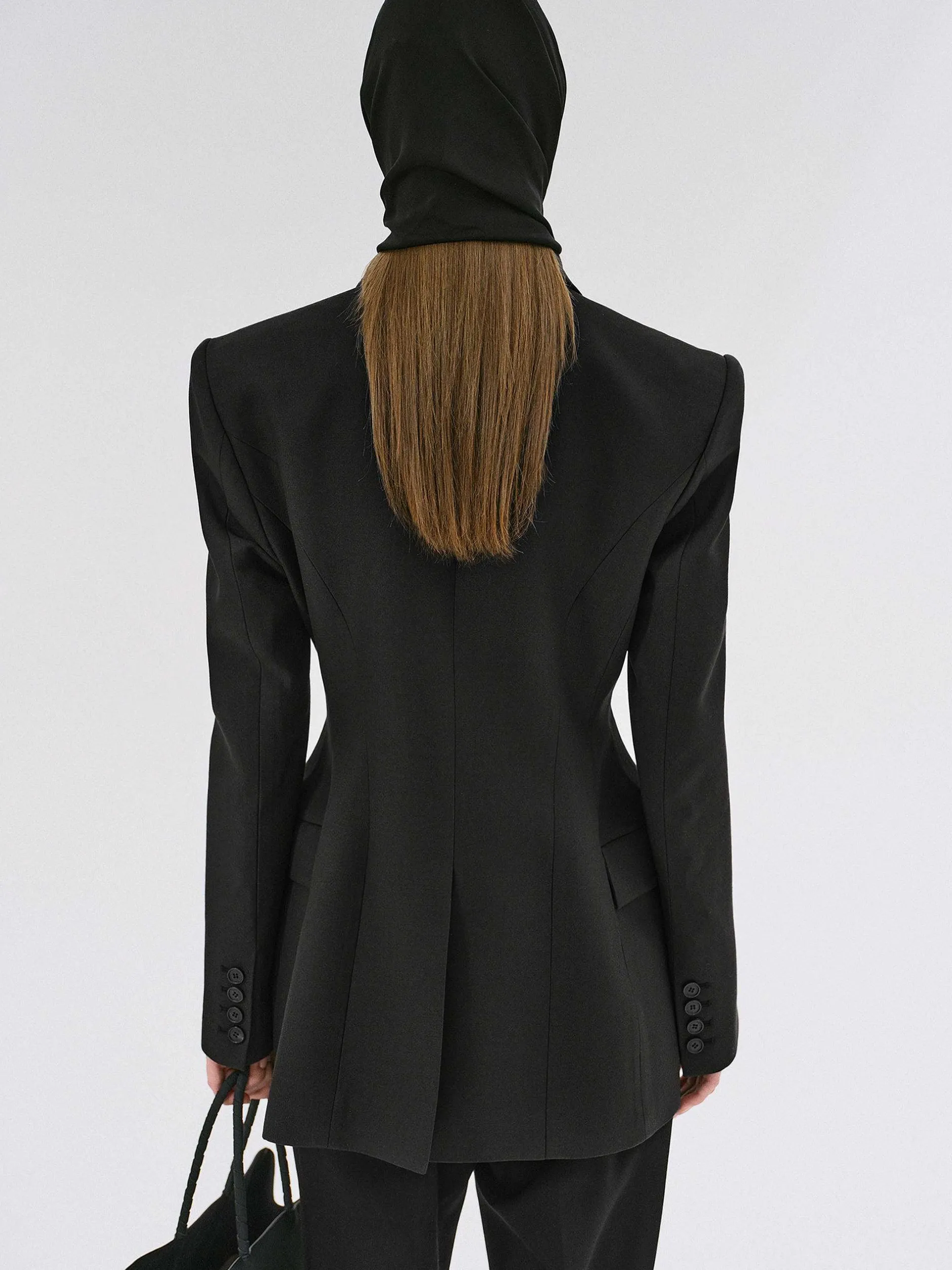Outerwear-Source Unknown Poldo Hourglass Blazer, Black