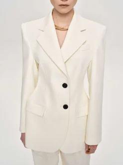 Outerwear-Source Unknown Poldo Hourglass Blazer, Cream