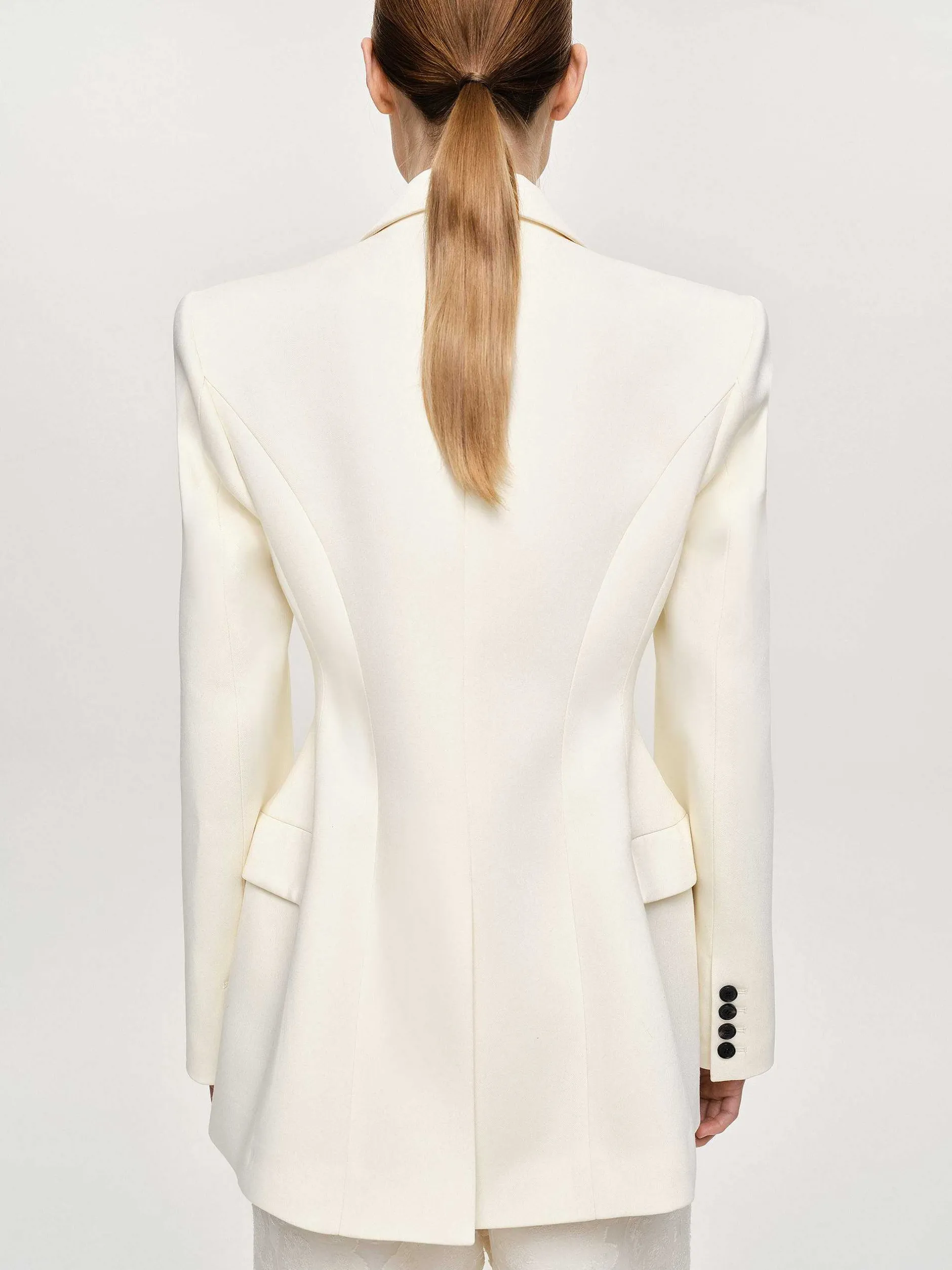 Clothing-Source Unknown Poldo Hourglass Blazer, Cream