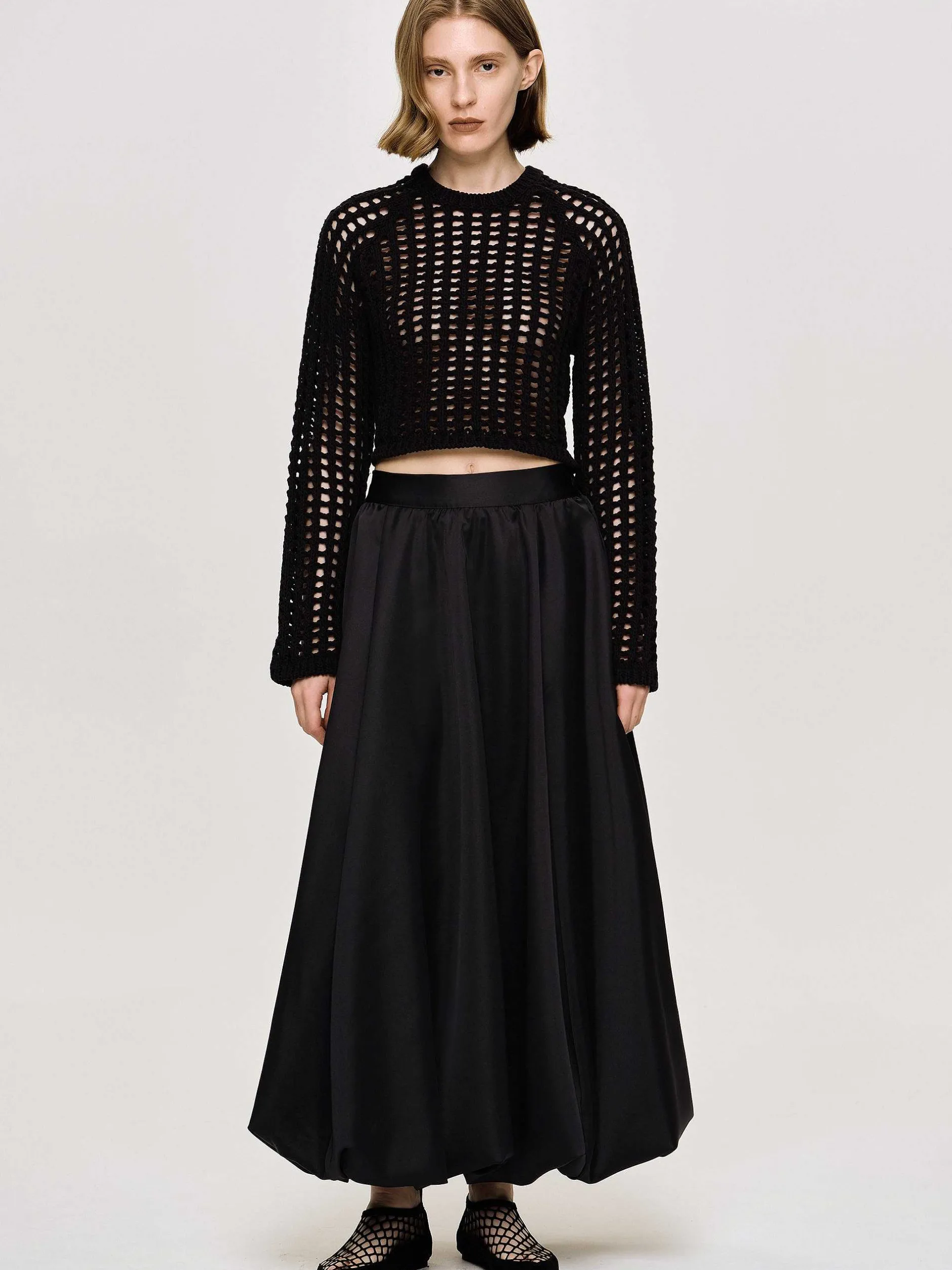 Knitwear-Source Unknown Reef Net Knit Top, Black