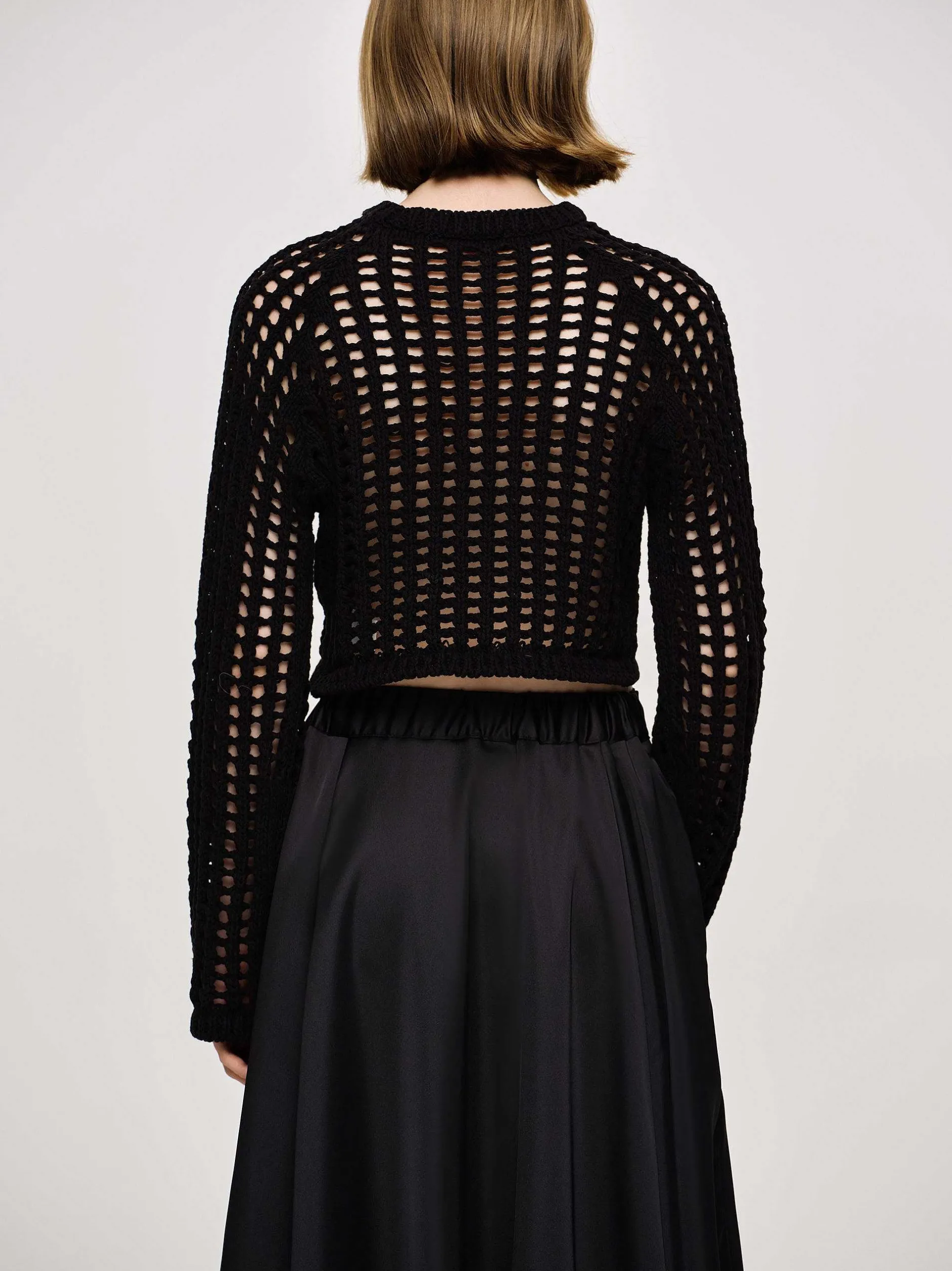 Knitwear-Source Unknown Reef Net Knit Top, Black