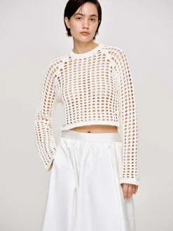 Clothing-Source Unknown Reef Net Knit Top, Ivory