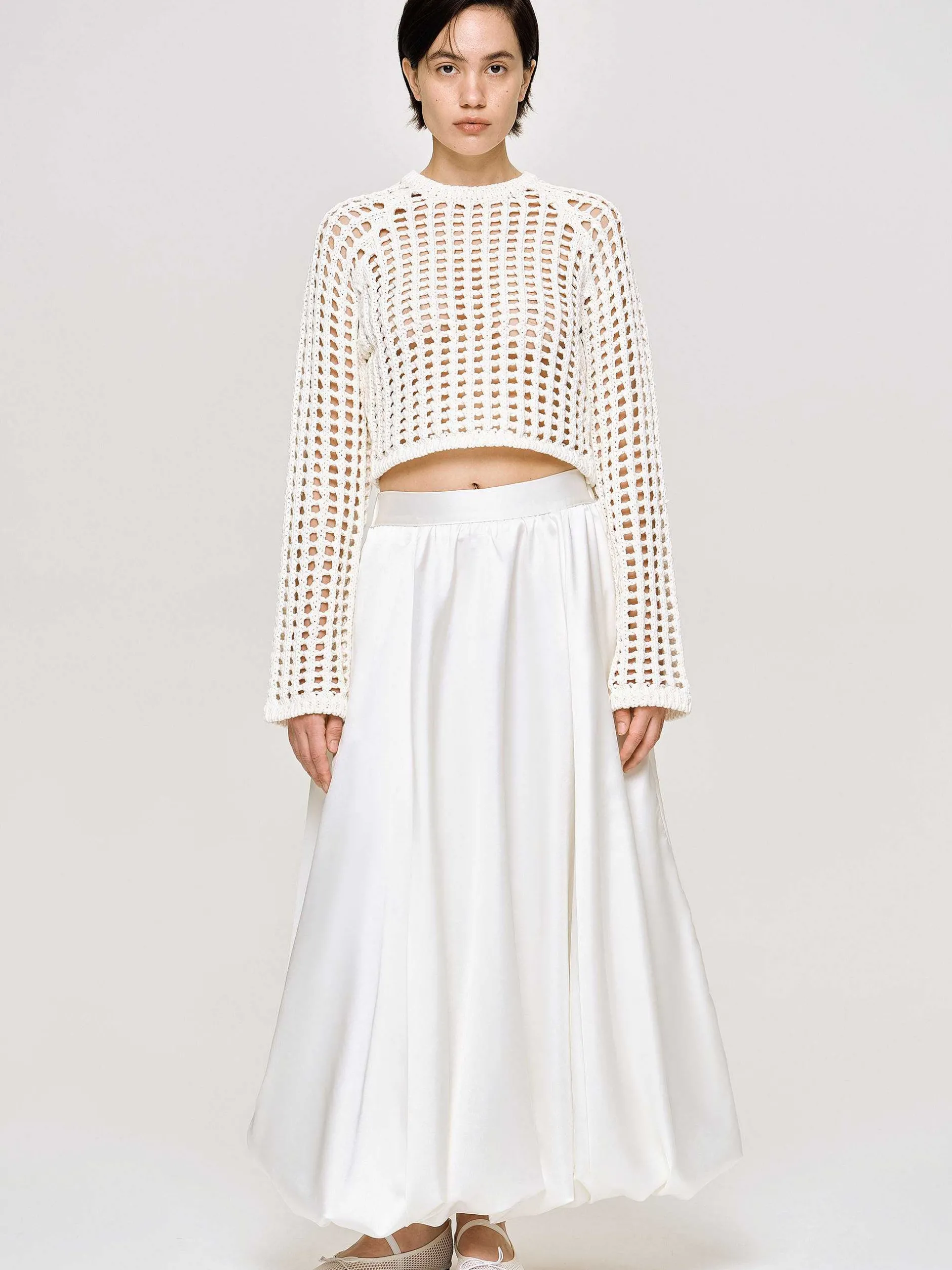 Knitwear-Source Unknown Reef Net Knit Top, Ivory
