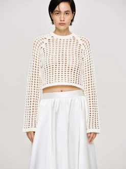 Knitwear-Source Unknown Reef Net Knit Top, Ivory