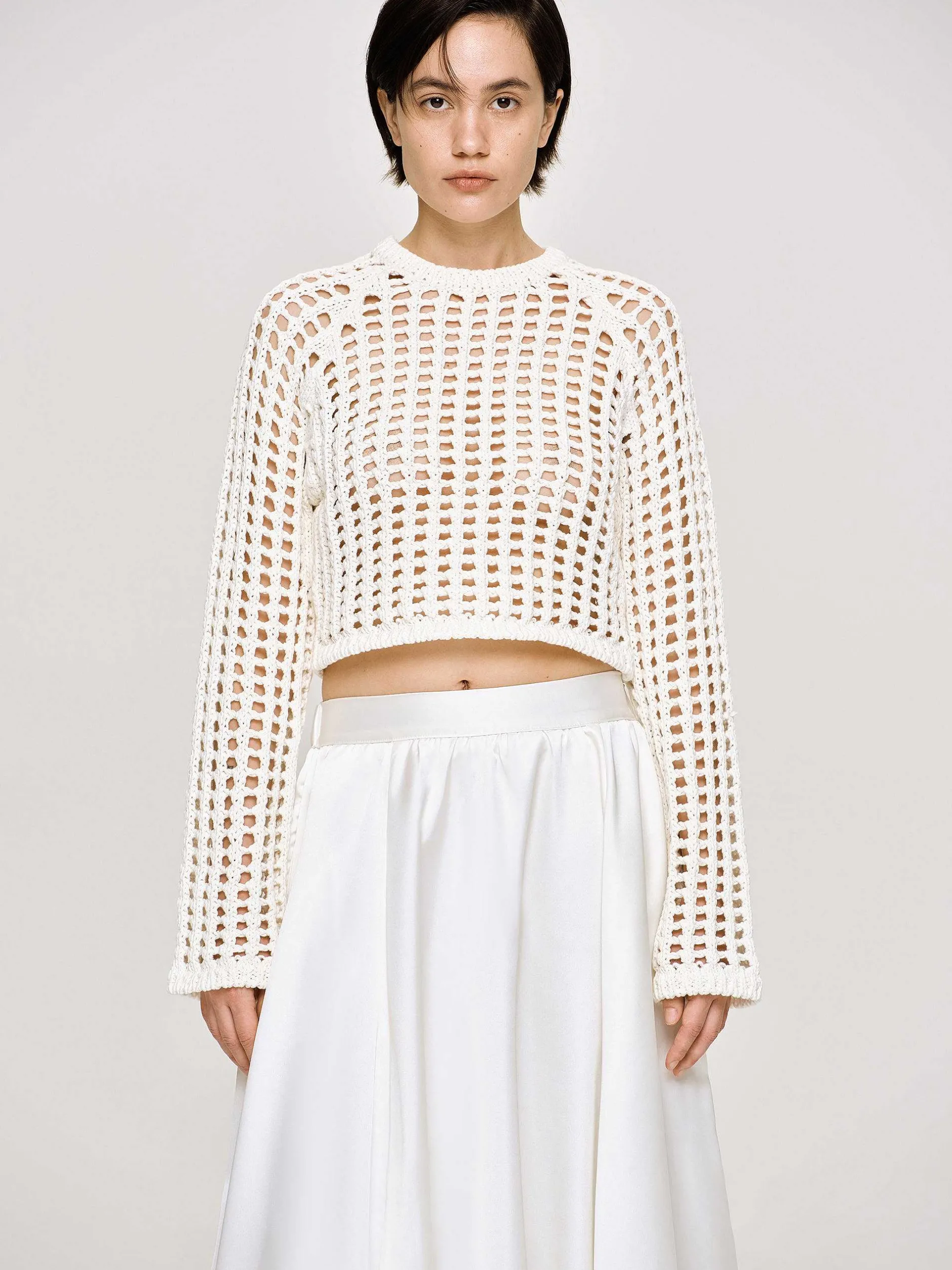 Knitwear-Source Unknown Reef Net Knit Top, Ivory
