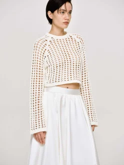 Knitwear-Source Unknown Reef Net Knit Top, Ivory