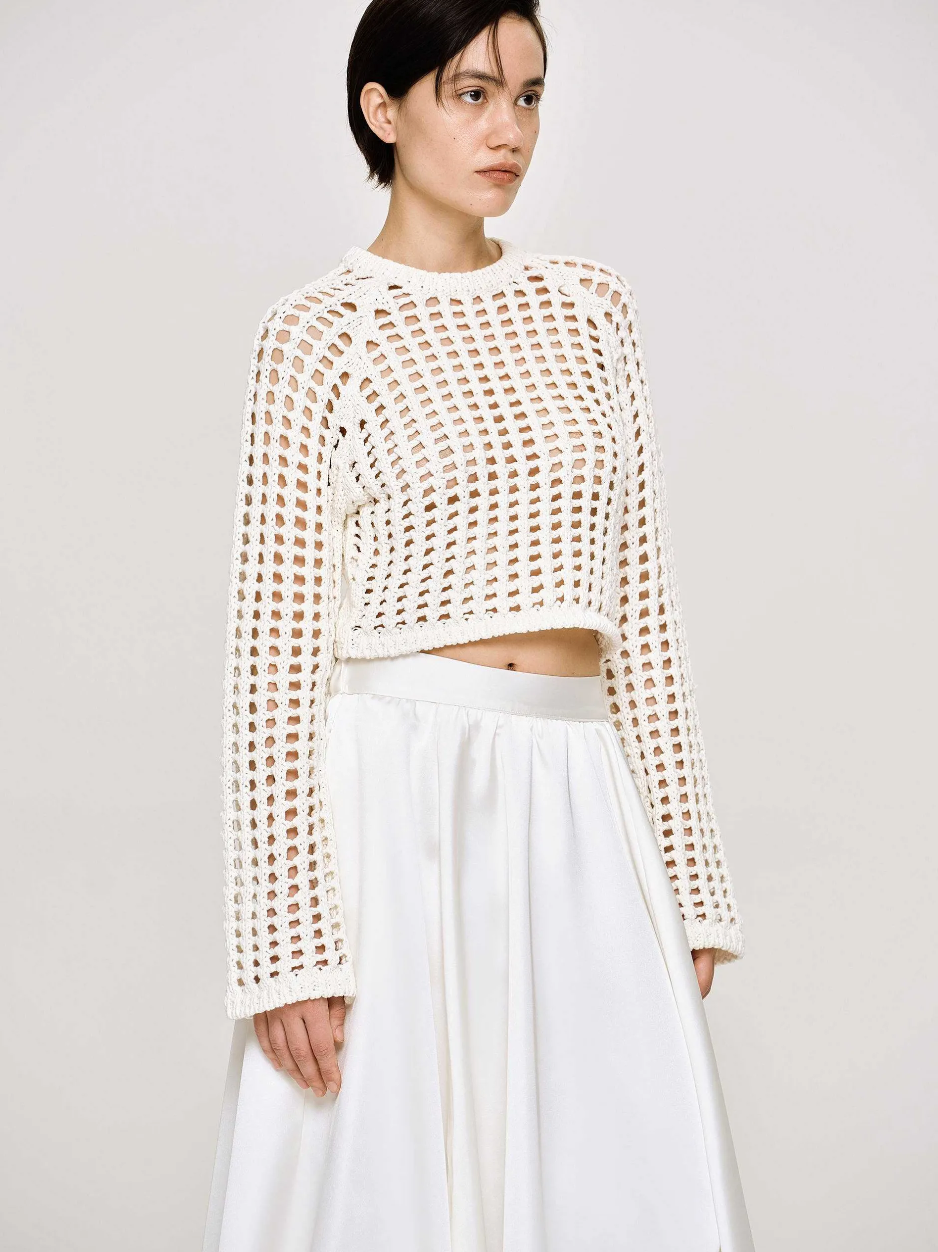 Knitwear-Source Unknown Reef Net Knit Top, Ivory