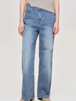 Clothing-Source Unknown Relaxed Straight Jeans, Mid Wash