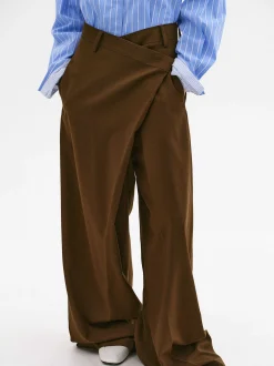 Bottoms-Source Unknown Rennert Criss Cross Trousers, Saddle Brown