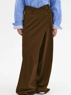 Bottoms-Source Unknown Rennert Criss Cross Trousers, Saddle Brown