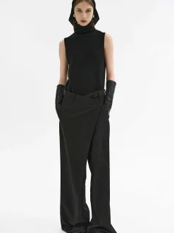 Bottoms-Source Unknown Rennert Criss Cross Trousers, Black