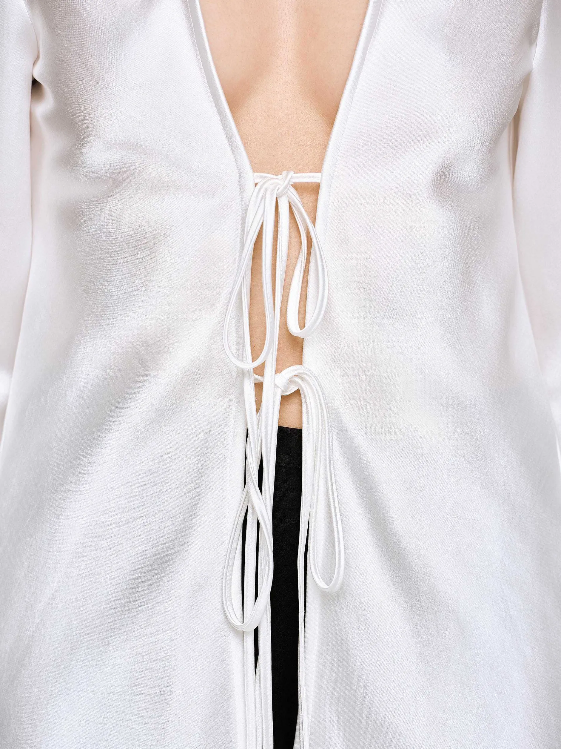 Clothing-Source Unknown Reyna Satin Blouse, Pearl