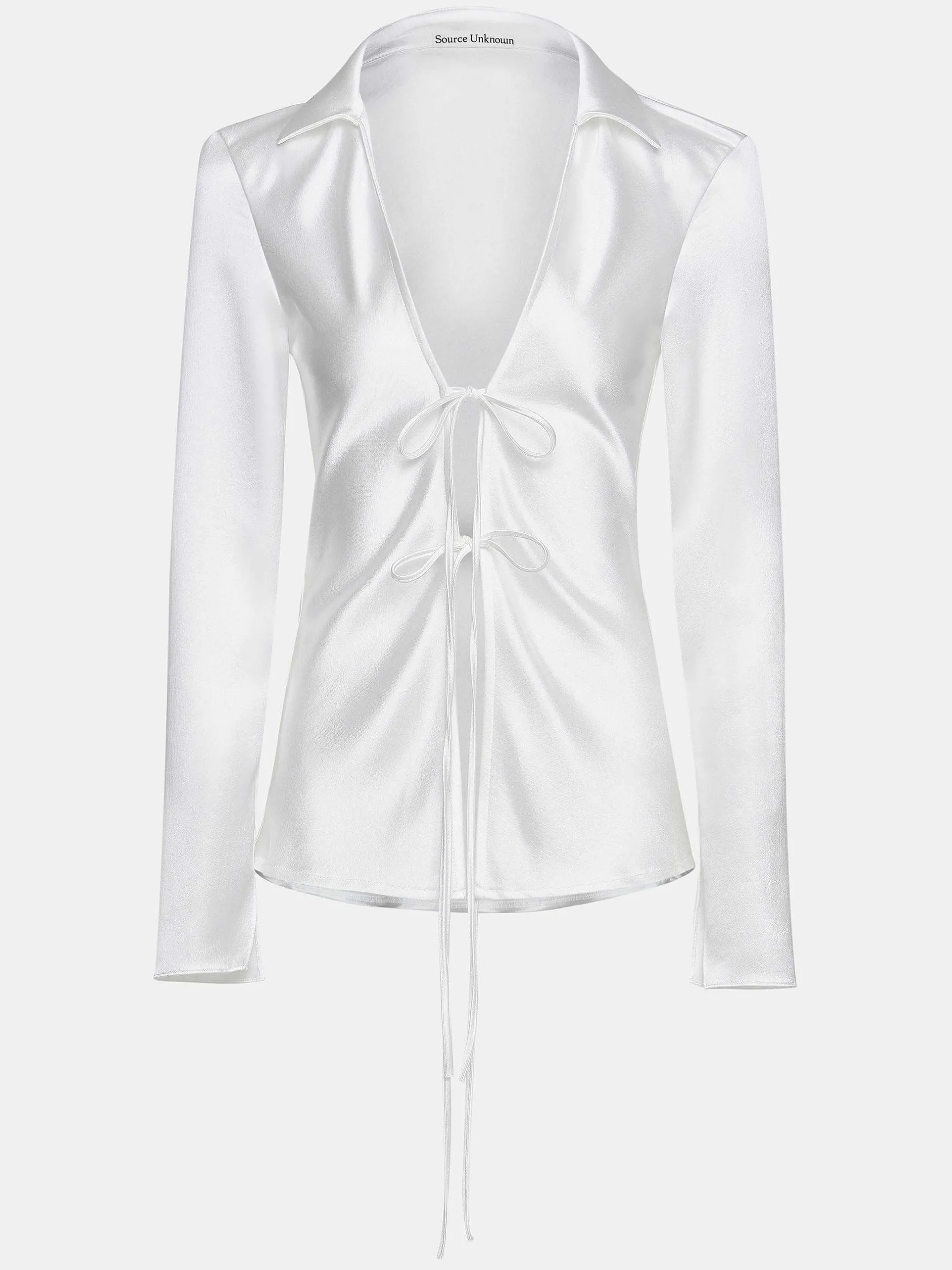 Clothing-Source Unknown Reyna Satin Blouse, Pearl