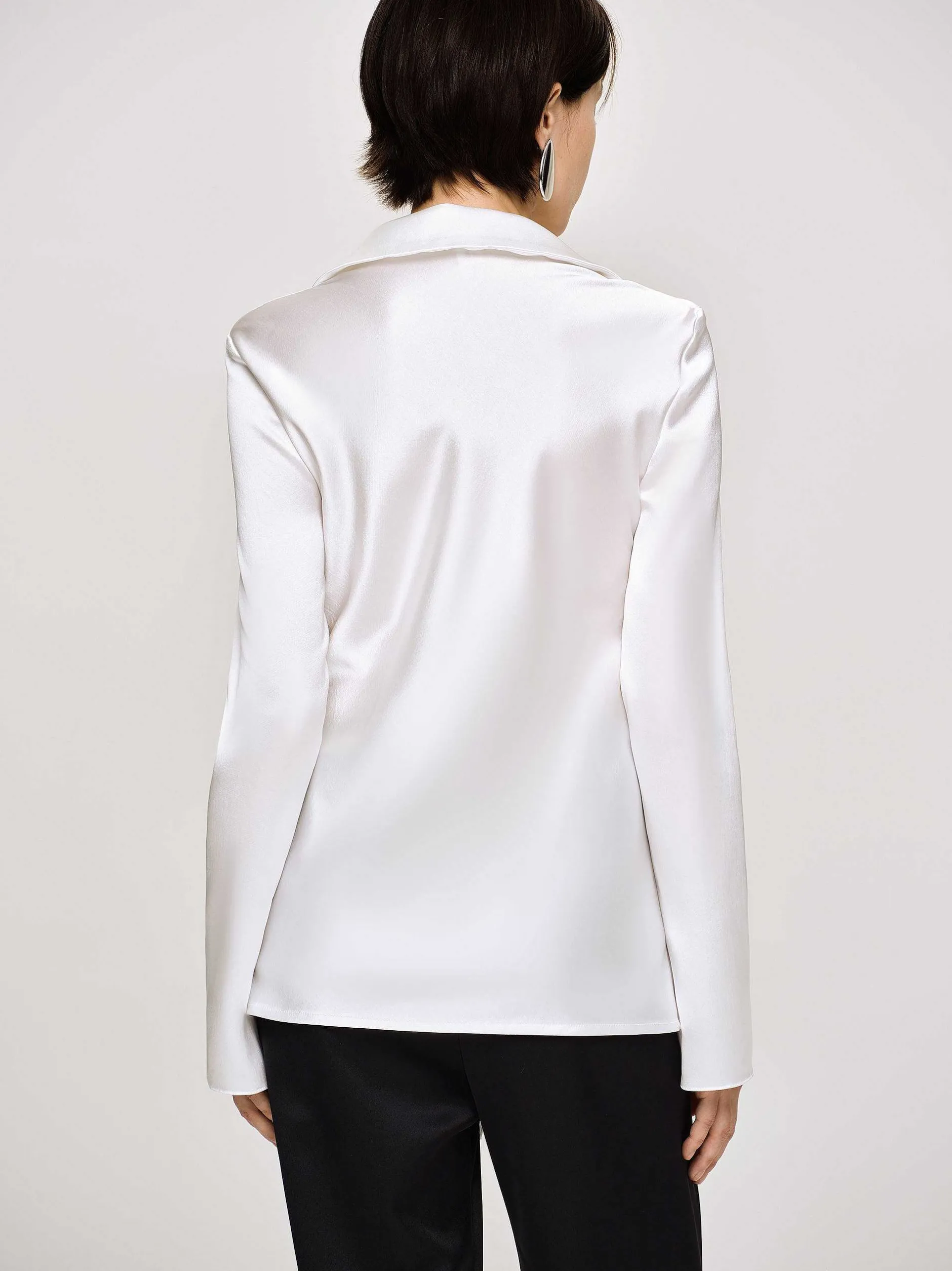 Clothing-Source Unknown Reyna Satin Blouse, Pearl