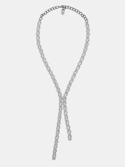 Accessories-Source Unknown Rhinestone Drop Necklace, Silver