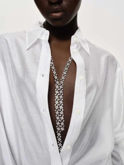 Accessories-Source Unknown Rhinestone Drop Necklace, Silver