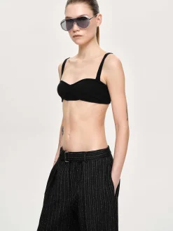 Clothing-Source Unknown Rib Knit Bra, Black