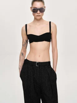 Knitwear-Source Unknown Rib Knit Bra, Black