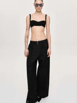 Knitwear-Source Unknown Rib Knit Bra, Black