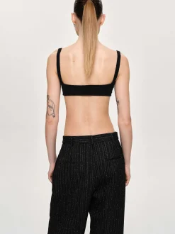 Knitwear-Source Unknown Rib Knit Bra, Black