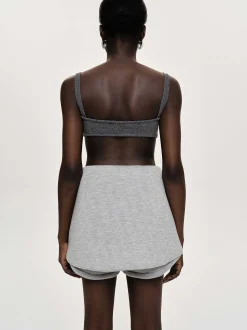 Knitwear-Source Unknown Rib Knit Bra, Charcoal