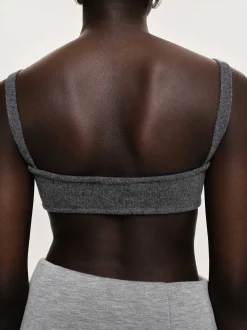 Knitwear-Source Unknown Rib Knit Bra, Charcoal
