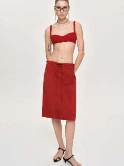 Clothing-Source Unknown Rib Knit Bra, Red